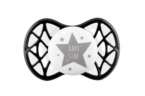 Пустышки: Пустышка Air55 Cool 0m+ ортодонтическая "BABY STAR" черно-белая Nuvita