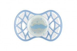 Пустушки: Пустушка Air55 Cool 6m+ ортодонтична (світиться в темряві) «вуса» блакитна Nuvita