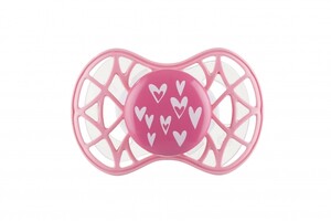 Пустушки та соски: Пустушка Air55 Cool 6m+ ортодонтична «сердечка» рожева Nuvita