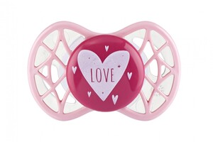 Пустушки та соски: Пустушка Air55 Cool 0m+ ортодонтична «LOVE» рожева Nuvita