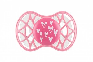 Пустышка Air55 Cool 6m+ симметрическая "сердечки" розовая Nuvita