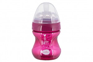 Поїльники, пляшечки, чашки: Дитяча антиколікова пляшечка Mimic Cool (150 мл) рожева Nuvita
