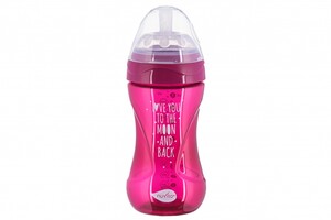 Поїльники, пляшечки, чашки: Дитяча антиколікова пляшечка Mimic Cool (250мл) рожева Nuvita