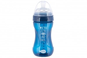 Поїльники, пляшечки, чашки: Дитяча антиколікова пляшечка Mimic Cool (250мл) темно-синя Nuvita