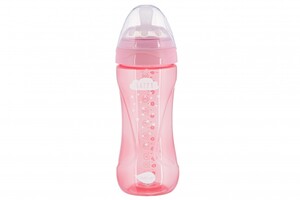Поильники, бутылочки, чашки: Детская антиколиковая бутылочка Mimic Cool (330мл) светло-розовая Nuvita