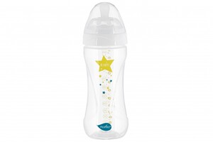 Поїльники, пляшечки, чашки: Дитяча антиколікова пляшечка Mimic Collection (330 мл) біла Nuvita