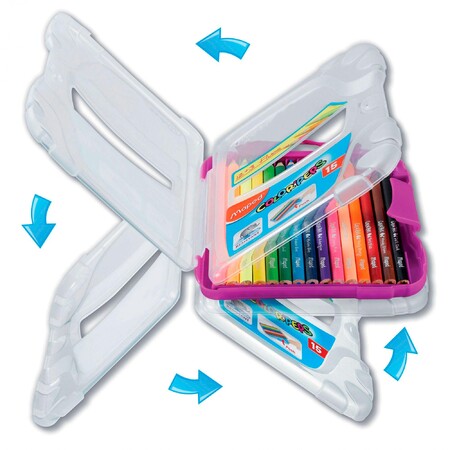 Товары для рисования: Карандаши цветные Color Peps Flex Box, 15 карандашей (3 флуоресцентных), малиновый пенал