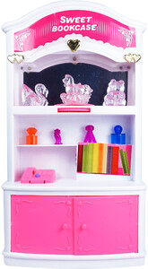 Книжный шкаф кукольный со звуковыми и световыми эффектами, розовый, QunFengToys