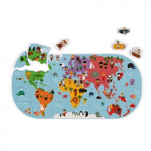 Пазли і головоломки: Іграшка для купання Janod Пазл Карта світу J04719