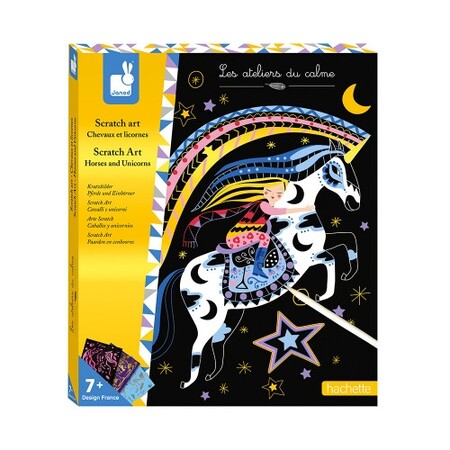 Товары для рисования: Скрейтч-карточки Janod «Пони и единороги» J07895