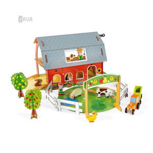 Домашние животные и растения: Игровой набор «Ферма с животными 3D» J08577, Janod