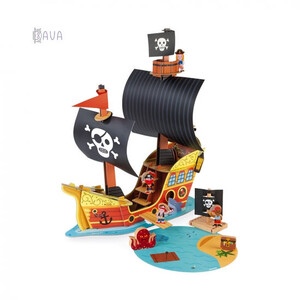 Ігри та іграшки: Ігровий набір «Корабель піратів 3D» J08579, Janod