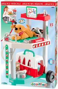 Игры и игрушки: Игровой набор Ветеринарная клиника с тележкой и переноской для щенка, Ecoiffier