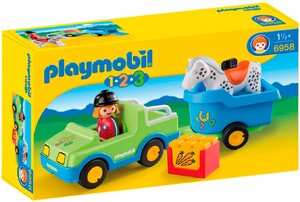 Игровые наборы Playmobil: Автомобиль с прицепом для лошадок (6958), Playmobil