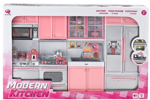Кухня кукольная со световыми и звуковыми эффектами, Розовая 6, QunFengToys