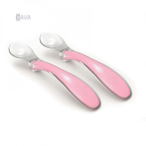 Детская посуда и приборы: Набор силиконовых ложечек для кормления Nuvita Easy Eating 6м+ 2 шт розовый