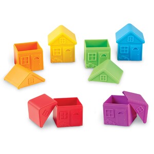 Мелкая моторика и сортировка: Разноцветные домики для сортировки Learning Resources