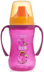 Поильники, бутылочки, чашки: Кружка-непроливайка 12+ з тв. насадкою 250 мл LOVI "Folky" - пурпурова