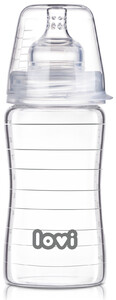 Поїльники, пляшечки, чашки: Пляшечка скляна LOVI 250 ml - Diamond Glass