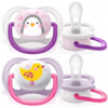 Пустышка симметричная силиконовая Avent Ultra Air Animal для девочек, 0-6 мес., 2 шт., SCF080