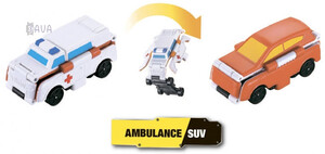 Спасательная техника: Машинка-трансформер Flip Cars 2 в 1 Скорая помощь и Внедорожник