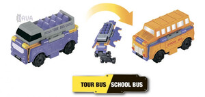 Игры и игрушки: Машинка-трансформер Flip Cars 2 в 1 Туристический и Школьный автобус