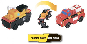 Игры и игрушки: Машинка-трансформер Flip Cars 2 в 1 Фронтальный погрузчик и Пожарный автомобиль