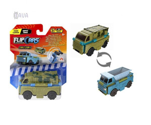 Машинка-трансформер Flip Cars 2 в 1 Військова вантажівка і Самоскид