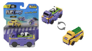 Игры и игрушки: Машинка-трансформер Flip Cars 2 в 1 Автомобиль для панды и Лесовоз