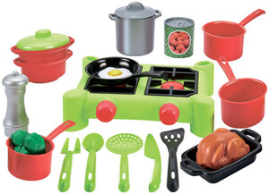 Кухня и столовая: Плита и посуда (21 аксессуар), игровой набор, Ecoiffier
