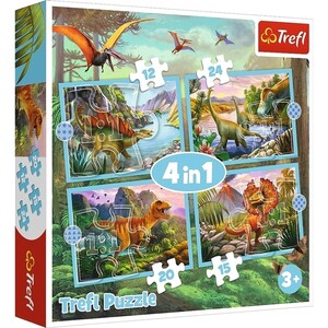 Игры и игрушки: Набір пазлів 4в1 «Динозаври», 12-15-20-24 ел., Trefl
