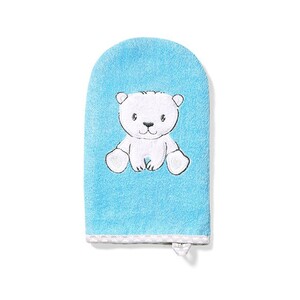 Принадлежности для купания: Рукавица моющая бамбуковая голубая «Медвежонок», BabyOno