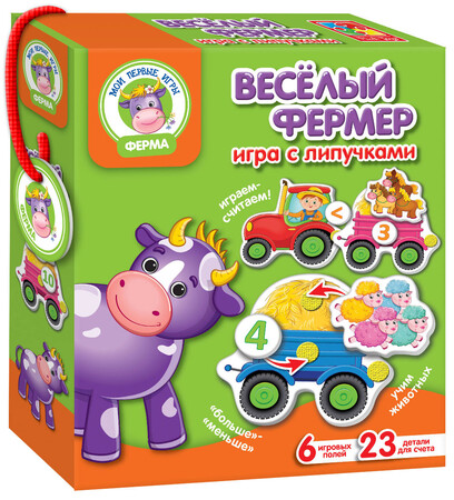 Головоломки та логічні ігри: Игра с липучками Веселый фермер (русский язык), Vladi Toys