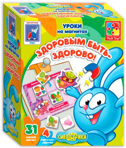 Пазлы и головоломки: Здоровым быть - здорово (русский язык), уроки на магнитах, Смешарики, Vladi Toys