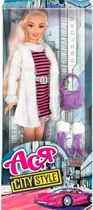 Ігри та іграшки: Набір з лялькою Ася Міський стиль Блондинка в смугастій сукні (35067)