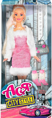 Куклы и аксессуары: Набор с куклой Ася Городской стиль Блондинка в розовом платье и белой кофте (35068)