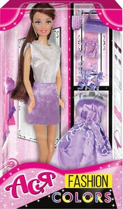 Ігри та іграшки: Набір з лялькою Ася Модні кольори Шатенка в фіолетовому 28 см (35075)