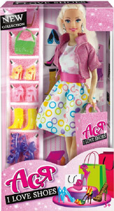 Куклы: Набор с куклой Ася Я люблю обувь Блондинка в платье 28 см (35082)