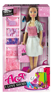 Игры и игрушки: Набор с куклой Ася Я люблю обувь Шатенка в платье (35083)