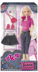 Ігри та іграшки: Лялька Ася Джинсова колекція Блондинка в бриджах 28 см (35089)