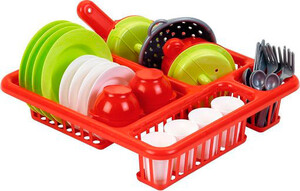 Игрушечная посуда и еда: Набор Сушилка с посудой (красный), Ecoiffier