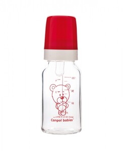 Бутылочки: Бутылочка стеклянная, 120 мл, красная с мишкой, Canpol babies