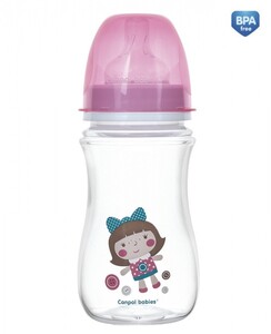 Поїльники, пляшечки, чашки: Пляшка з широкою шийкою EasyStart Toys, 240 мл, рожева, Canpol babies