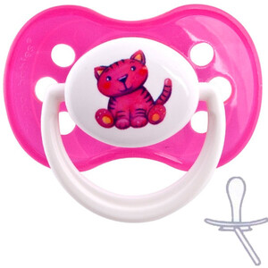 Пустушки: Силиконовая симметричная пустышка (розовый котик), 0-6 мес., Canpol Babies