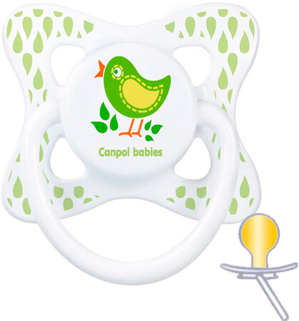 Пустушки: Пустышка латексная круглая от 6 до18 месяцев Каникулы (птичка), Canpol babies
