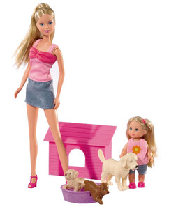 Игры и игрушки: Куклы Штеффи и Эви с собаками, Steffi & Evi Love