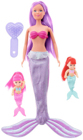 Ляльки: Кукла Штеффи-русалочка с малышами фиолетовая, Steffi & Evi Love