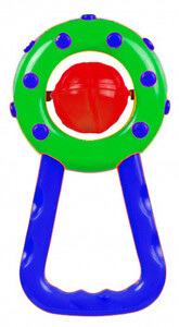 Развивающие игрушки: Погремушка мячик с ручкой (синяя ручка), Canpol babies