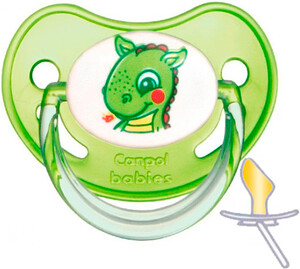 Пустушки та соски: Пустышка латексная анатомическая 18+ мес., зеленый дракончик, Canpol babies