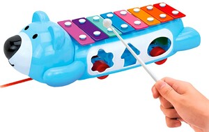Розвивальні іграшки: Ксилофон-сортер на колесах (синій), BeBeLino